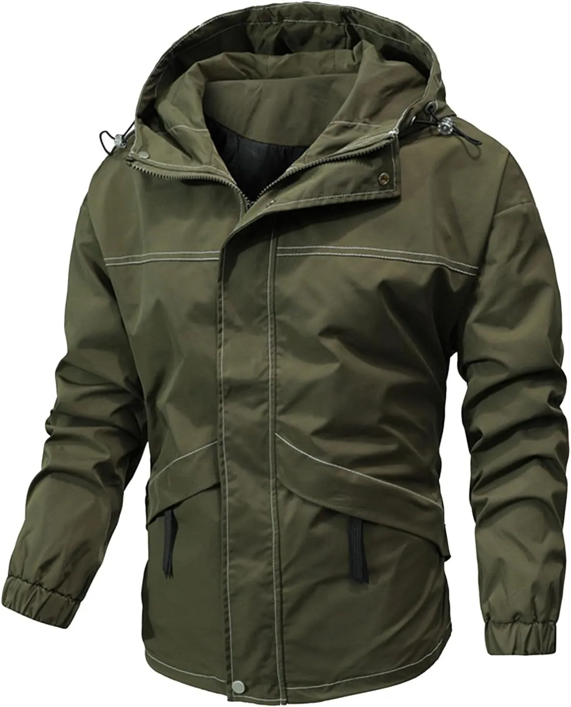 Ymosrh Men's Jacket Coat with Hood Lightweight Waterproof Jacket Raincoat for Hiking Travel Tactical Jackets, S-2XL