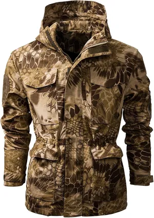 Ymosrh Men's Jacket Coat with Hood Lightweight Waterproof Jacket Raincoat for Hiking Travel Tactical Jackets, S-2XL