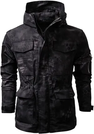 Ymosrh Men's Jacket Coat with Hood Lightweight Waterproof Jacket Raincoat for Hiking Travel Tactical Jackets, S-2XL