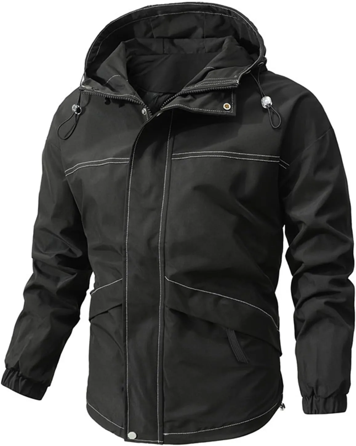 Ymosrh Men's Jacket Coat with Hood Lightweight Waterproof Jacket Raincoat for Hiking Travel Tactical Jackets, S-2XL