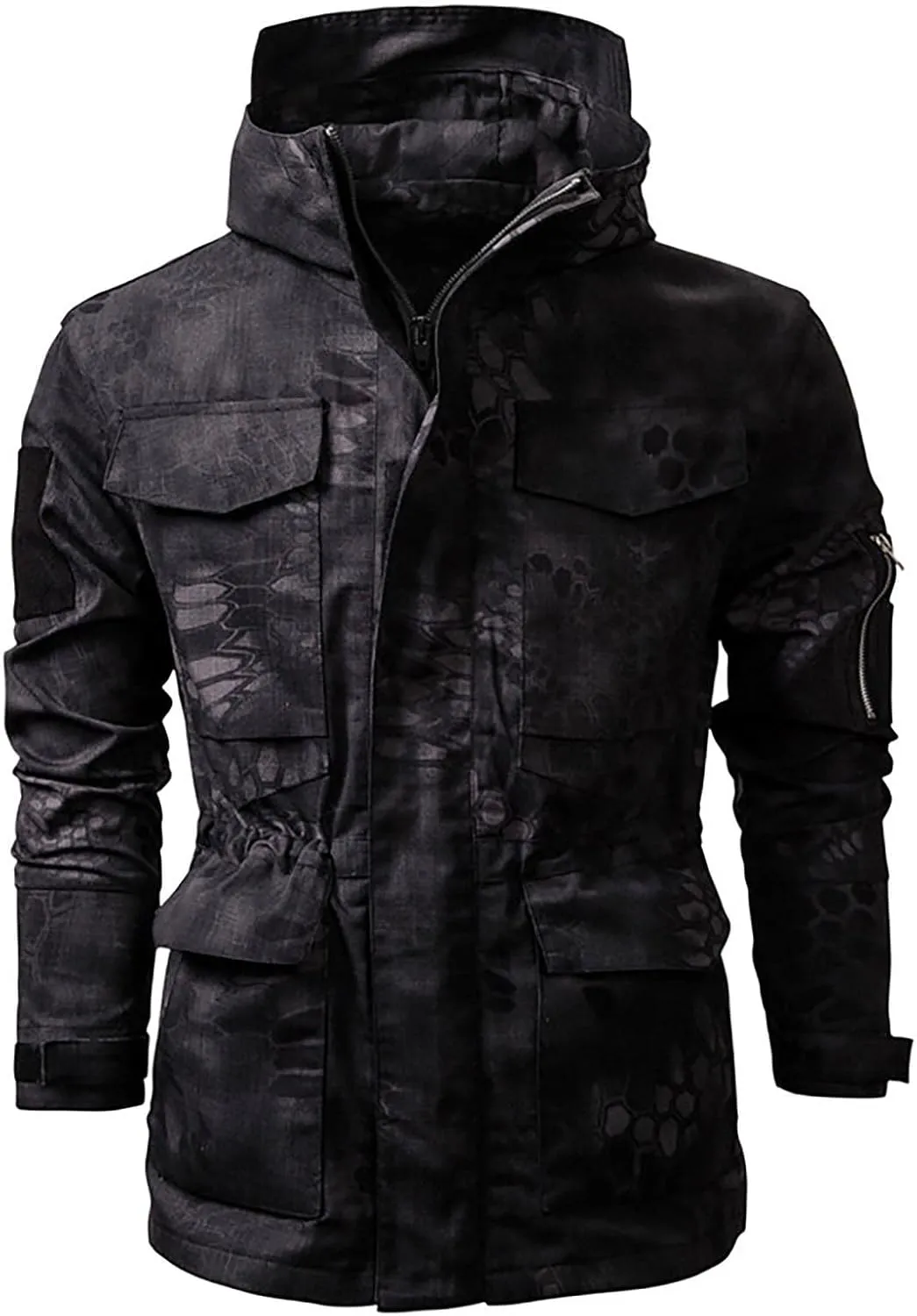 Ymosrh Men's Jacket Coat with Hood Lightweight Waterproof Jacket Raincoat for Hiking Travel Tactical Jackets, S-2XL
