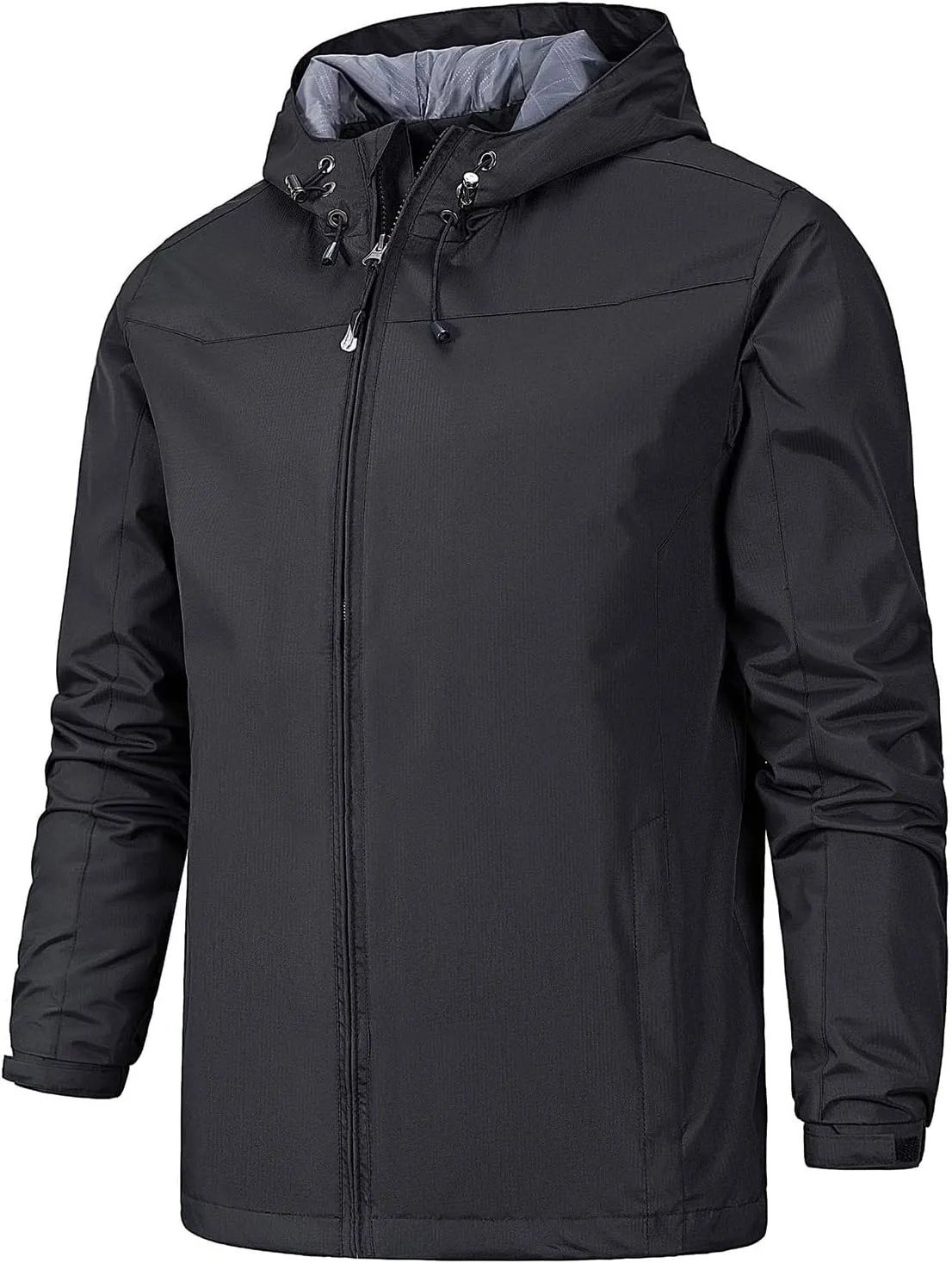 Ymosrh Men's Light Rain Jacket Raincoat With Hood Outdoor Shell Jacket Hiking Windbreaker Coats And Jackets, XL-5XL