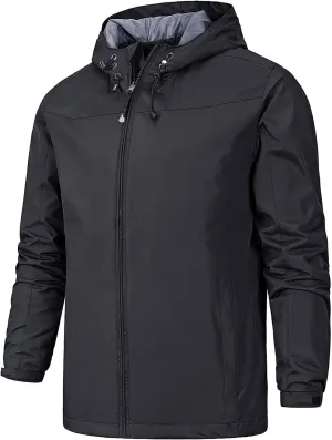 Ymosrh Men's Light Rain Jacket Raincoat With Hood Outdoor Shell Jacket Hiking Windbreaker Coats And Jackets, XL-5XL