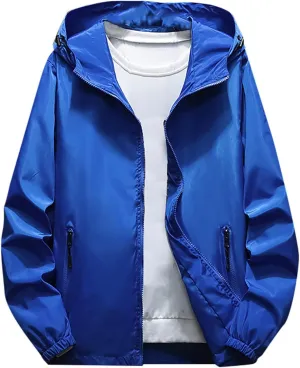 Ymosrh Men's Lightweight Rain Jacket Waterproof Jacket Outdoor Softshell Raincoat Hiking Travel Jacket, M-7XL