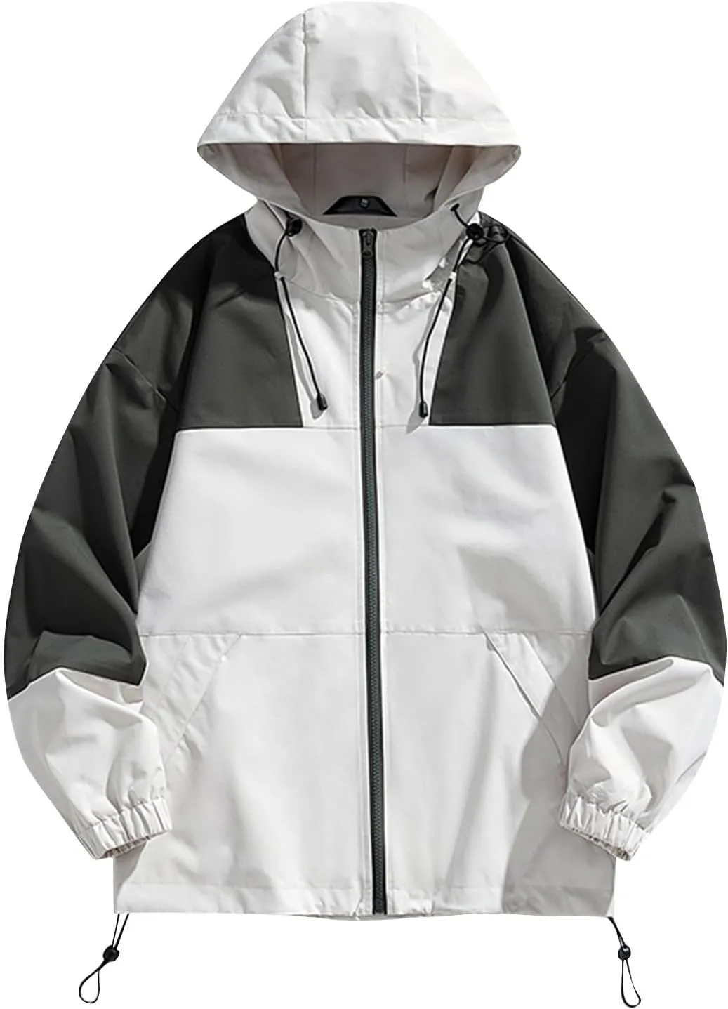 Ymosrh Men's Rain Jacket for Waterproof with Hood Raincoat Lightweight Windbreaker Outdoors Suits Jacket, M-4XL