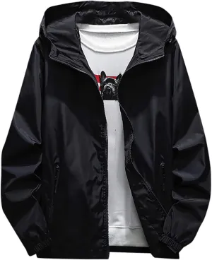 Ymosrh Men's Waterproof Jacket Casual Lightweight Full Zip Windproof Anorak Hoodie Rain Jackets Windbreaker, M-7XL