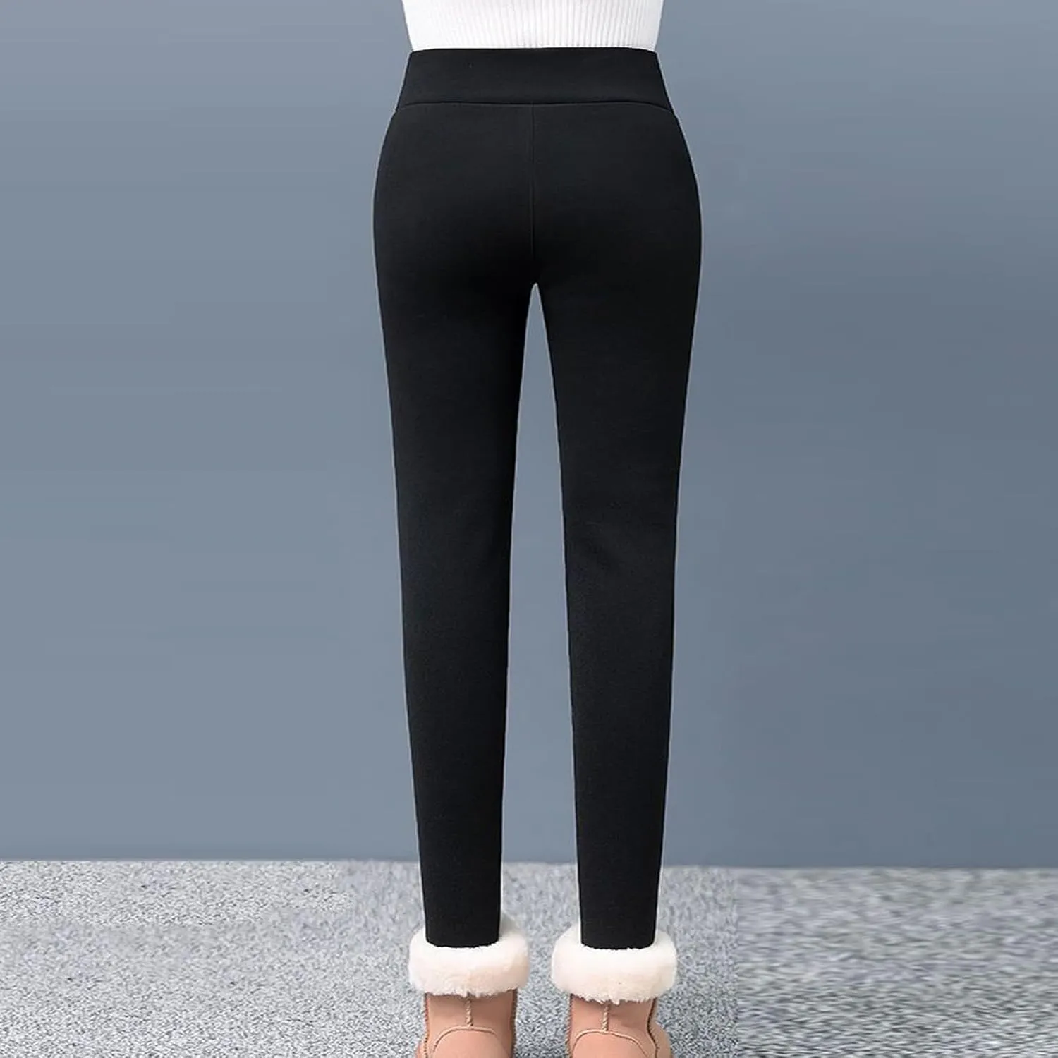 ZEFOTIM Fleece Leggings for Women Plain 2024 Fuzzy Pant Comfy Tights Warm High Waist Casual Pants