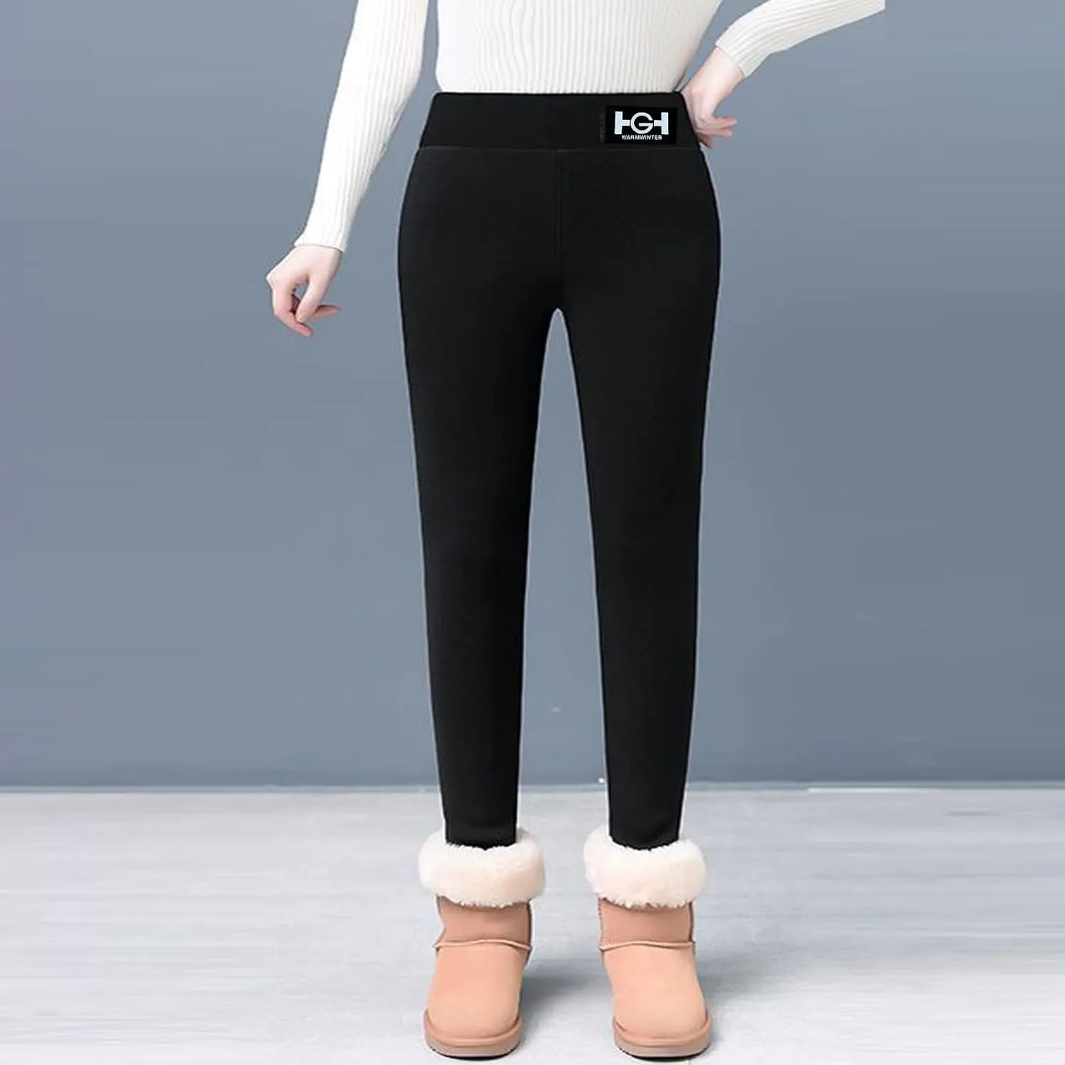 ZEFOTIM Fleece Leggings for Women Plain 2024 Fuzzy Pant Comfy Tights Warm High Waist Casual Pants