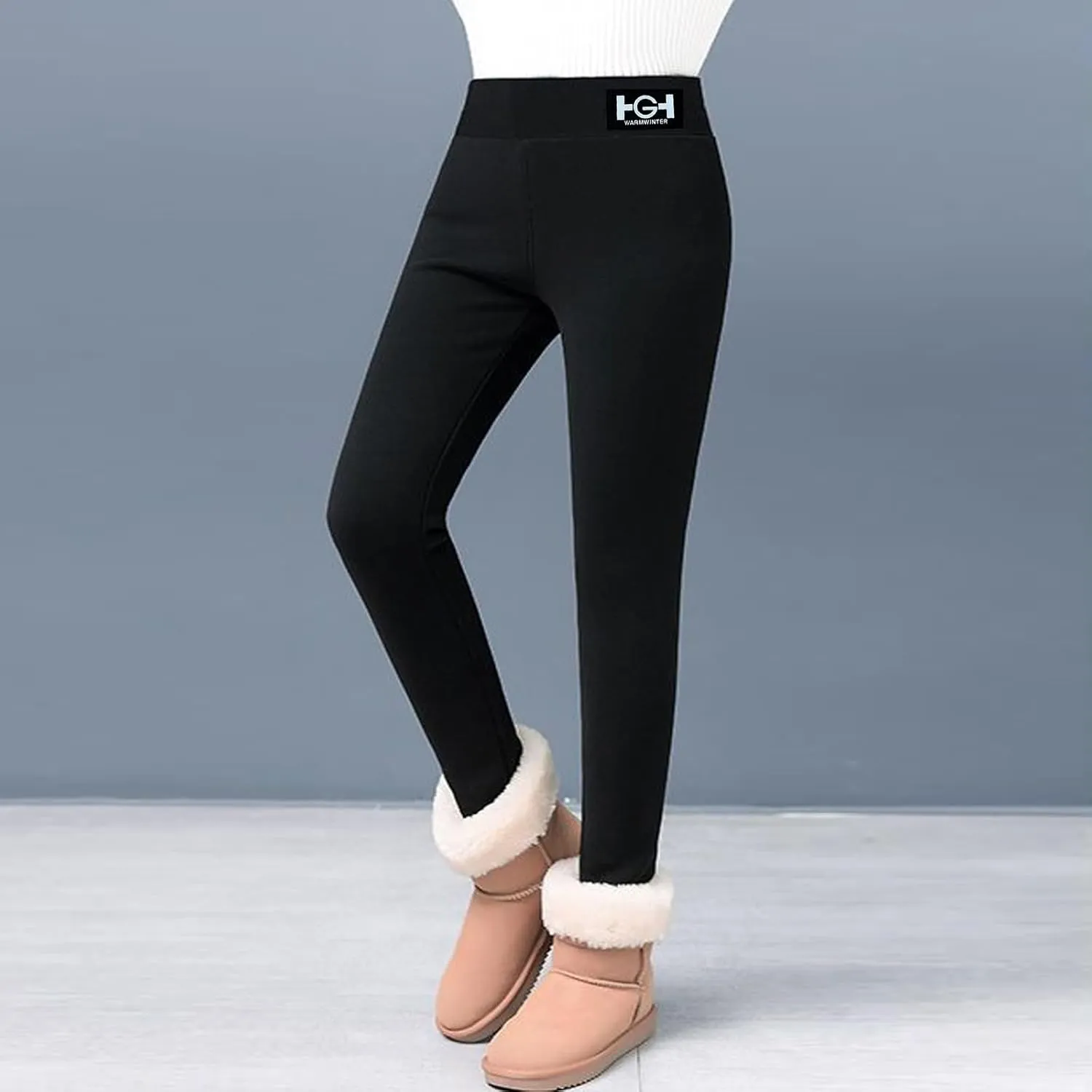 ZEFOTIM Fleece Leggings for Women Plain 2024 Fuzzy Pant Comfy Tights Warm High Waist Casual Pants