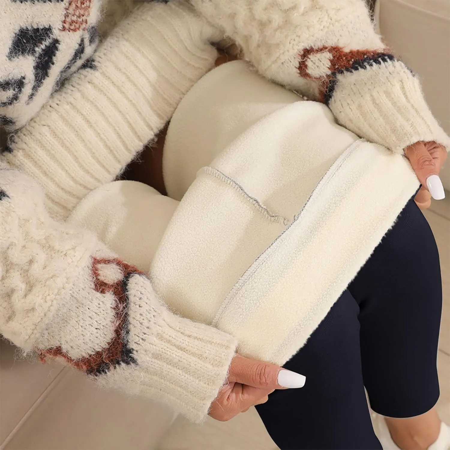 ZEFOTIM Fleece Leggings for Women Plain 2024 Fuzzy Pant Comfy Tights Warm High Waist Casual Pants