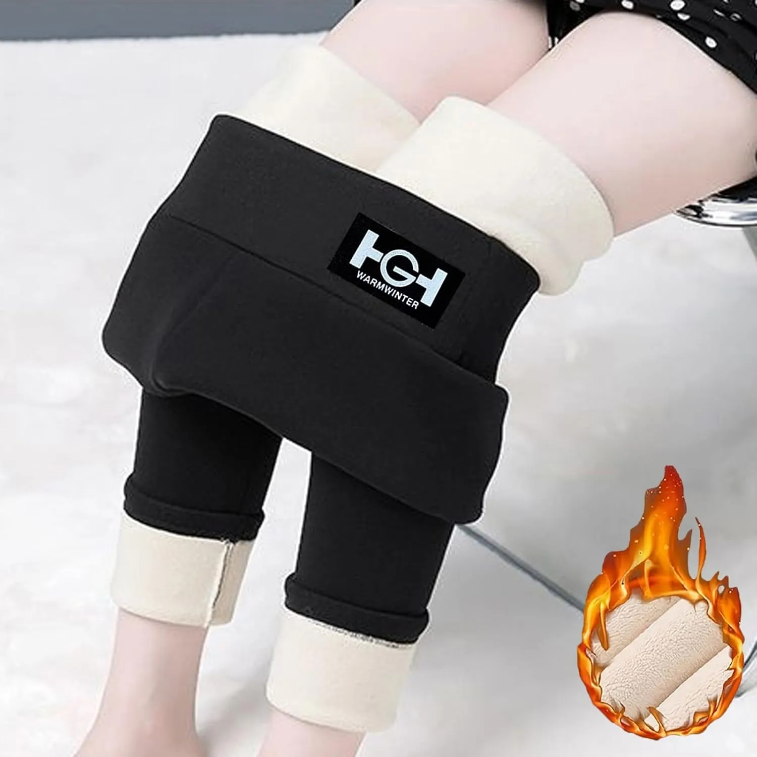 ZEFOTIM Fleece Leggings for Women Plain 2024 Fuzzy Pant Comfy Tights Warm High Waist Casual Pants