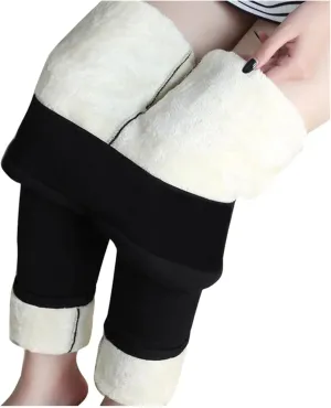 ZEFOTIM Fleece Lined Leggings for Women 2024 Outdoor Thermals Tights Soild High Waist Casual Pants
