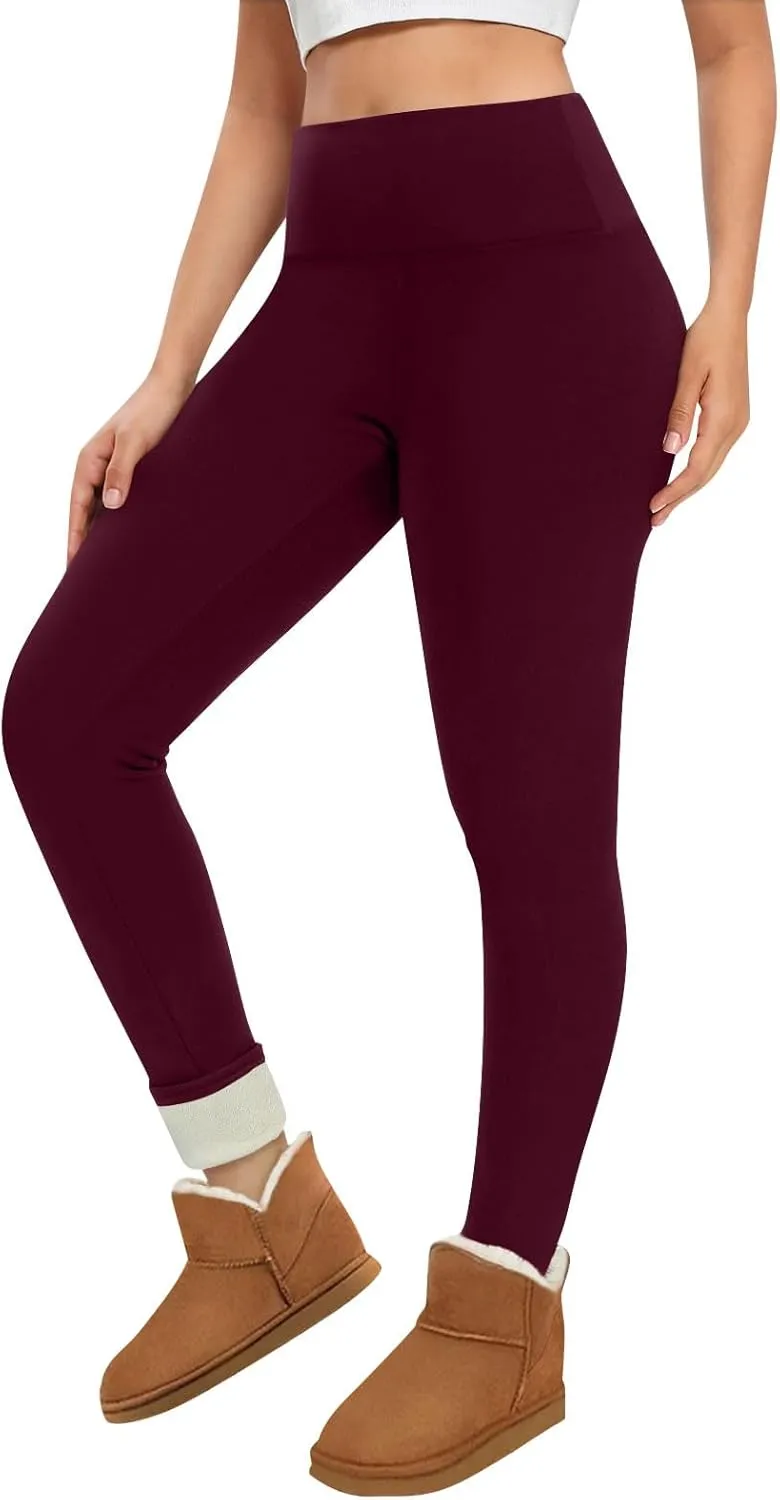 ZEFOTIM Fleece Lined Leggings Women Plus Size Workout Thermals Pants Fashion Soild High Waist Fall Tights