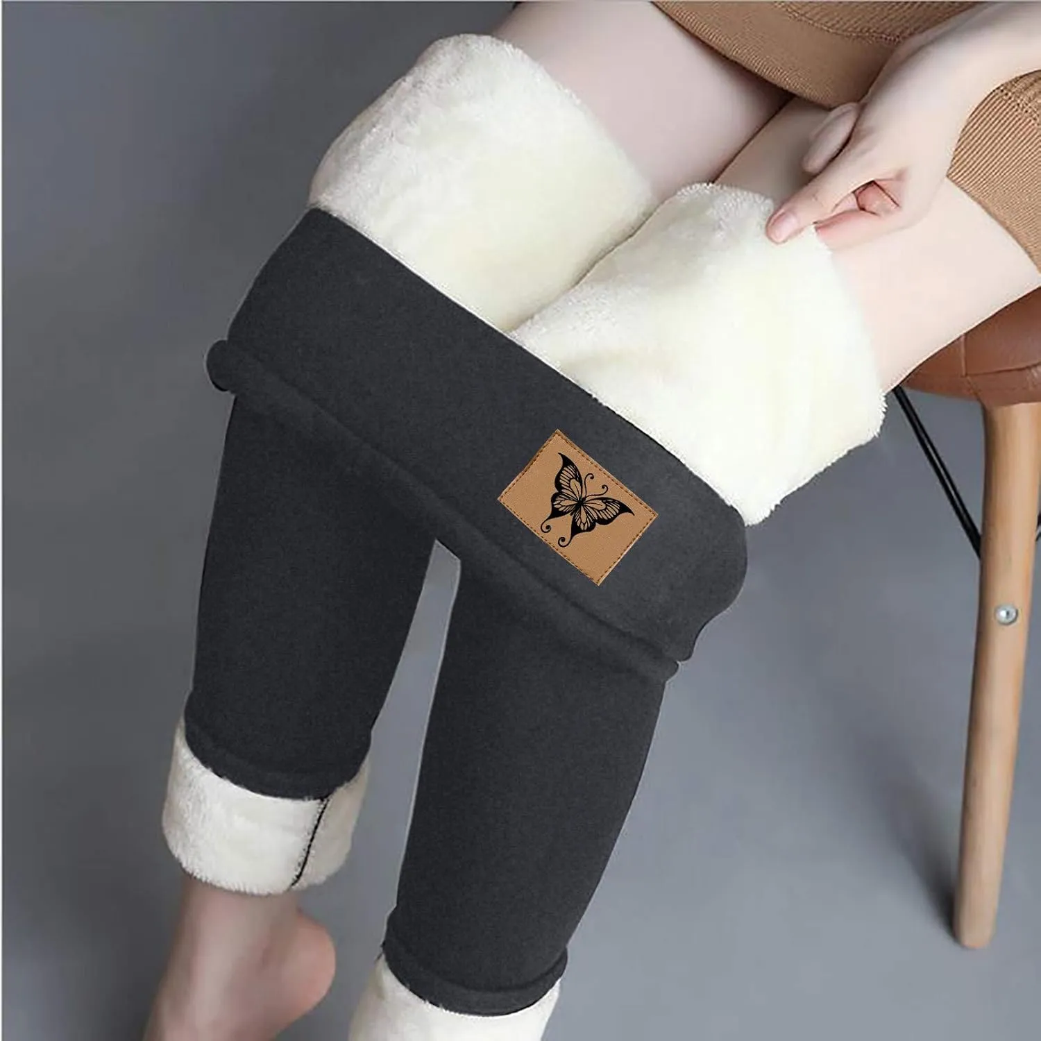 ZEFOTIM Fleece Lined Leggings Women Thermal Workout 2024 Tights Plus Size Soild High Waist Casual Pants