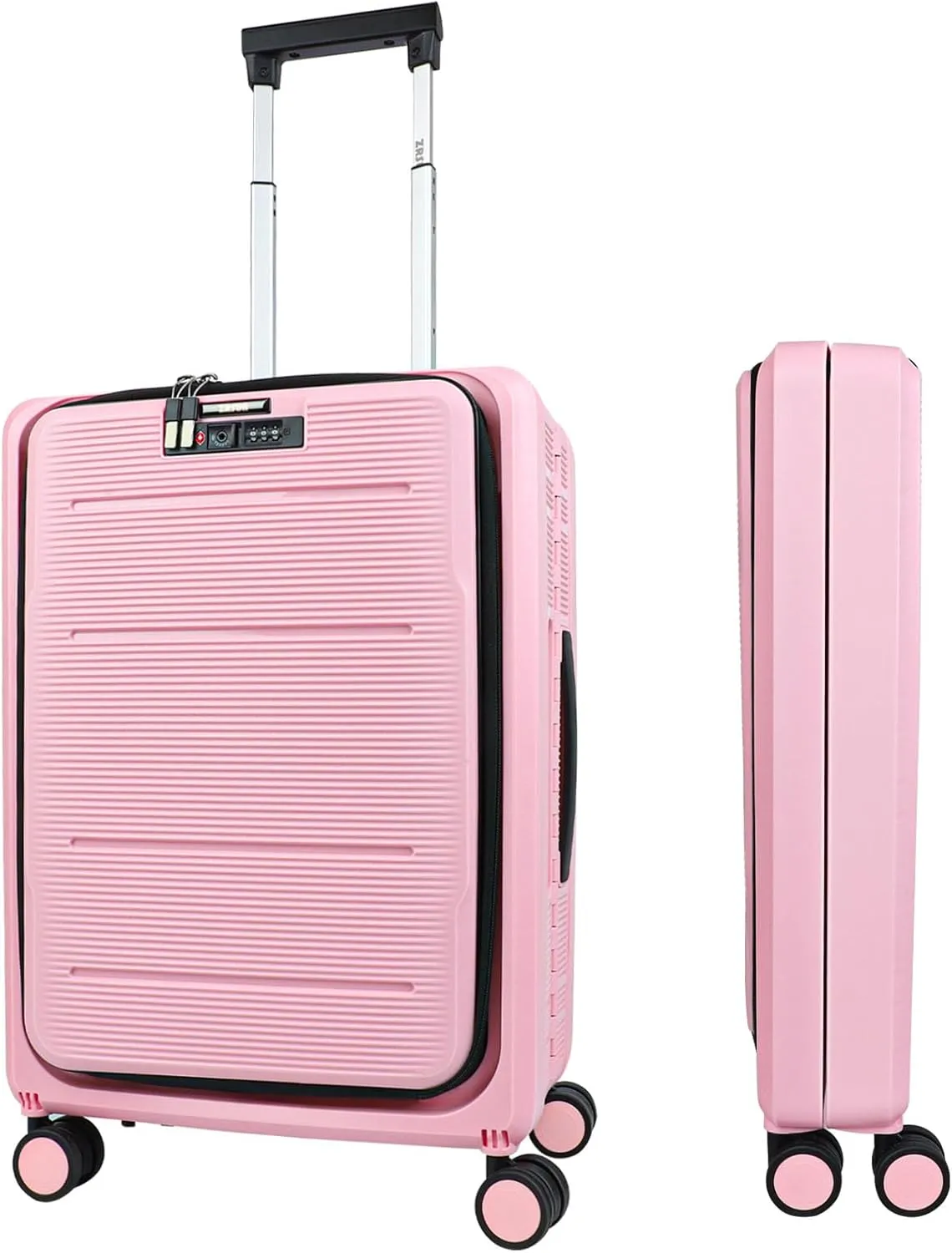 ZRSUN 20-Inch Collapsible Carry-On Suitcase with Wheels - Water and Impact Resistant Hard Shell, Silent Double Spinner Wheels, TSA Lock, 38L, Black, Pink, 20-Inch Carry-On, Carry on Luggage With